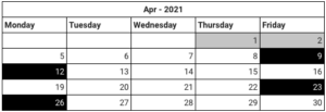 April Schedule